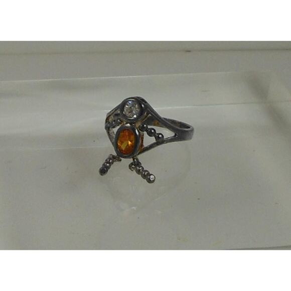 Vintage Sterling Silver Charm Ring Mother Grandmother Baby Sim Diamond Size 6 - Picture 7 of 7